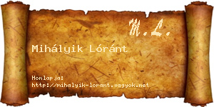 Mihályik Lóránt névjegykártya